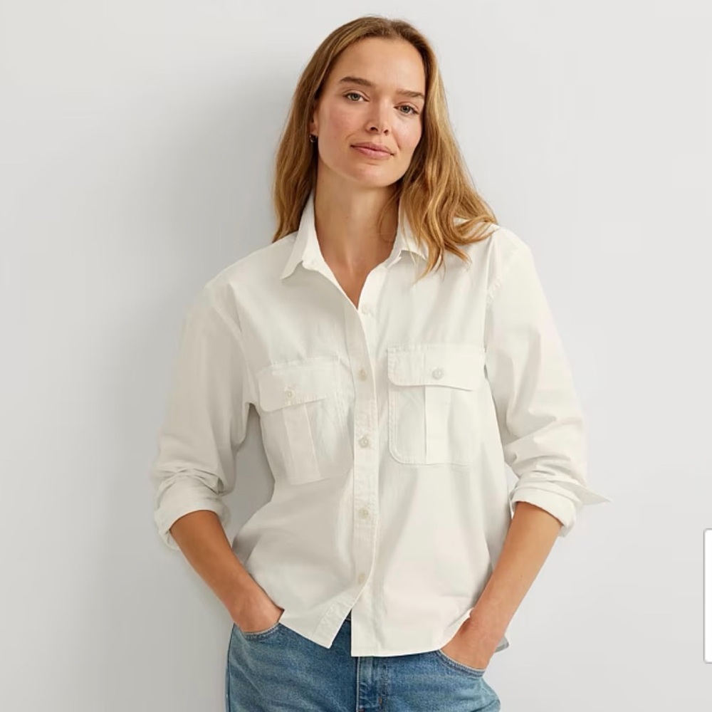 NWT Eddie Bauer Crisp White Button-Down Shirt New